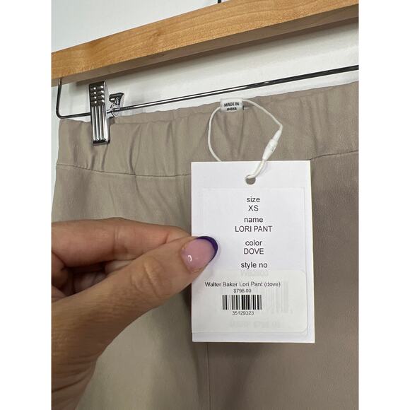 NWT Baker Lori Leather Flare Leg Elastic Waist Pant Women's Dove Size: XS - Picture 6 of 10